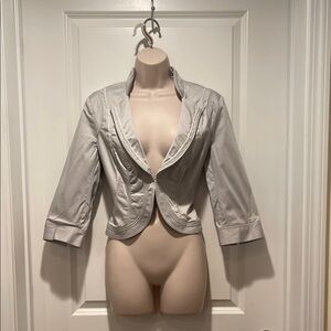 White House Black Market Gray Cropped Blazer with Notched Lapel